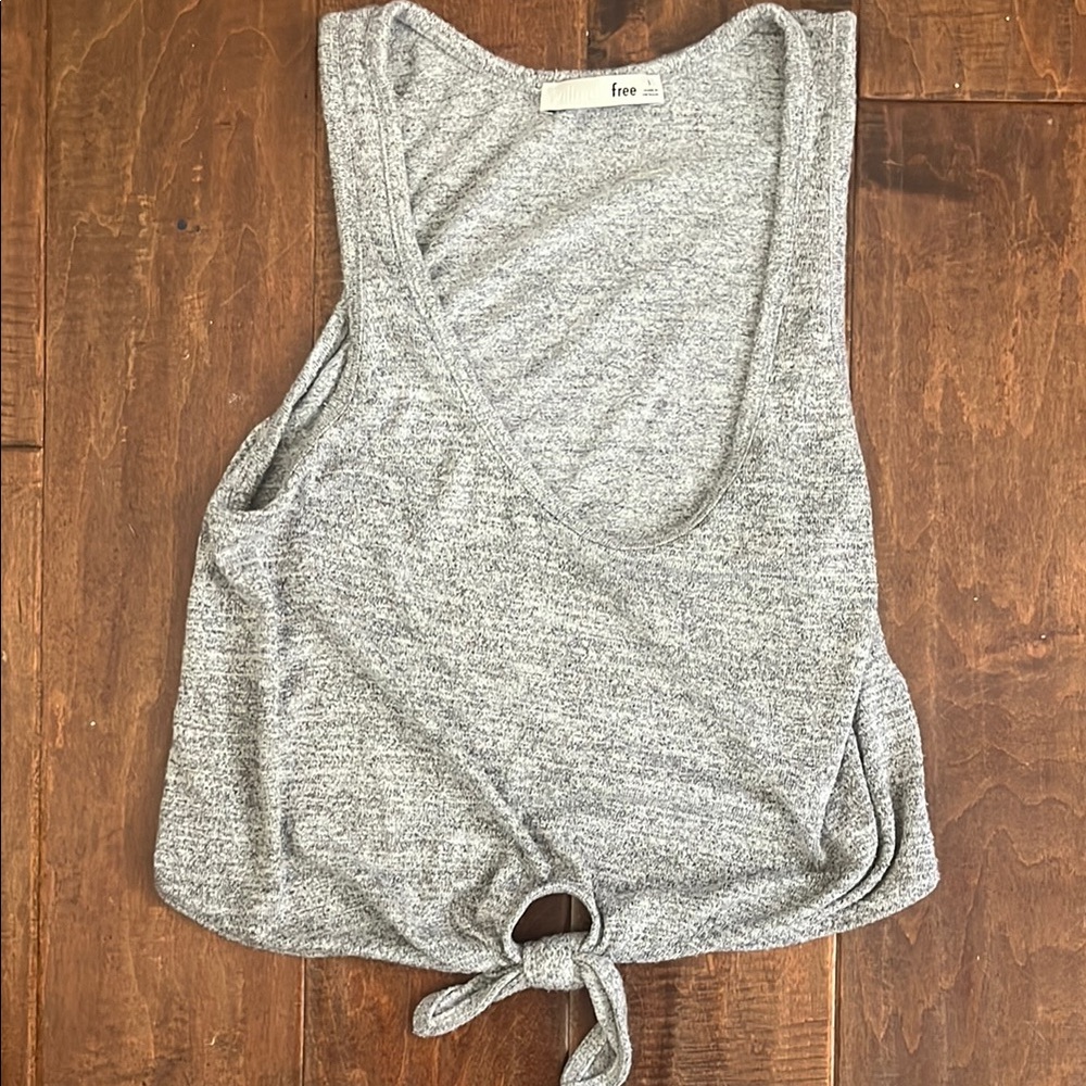 Wilfred Gray Sleeveless Tie Front Crop Tank
